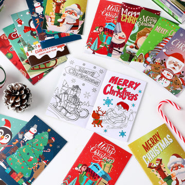 Cholemy 100 Pcs Christmas Coloring Book, Xmas Mini Coloring Books Holiday Small Coloring Books Party Favors Christmas Party Supp