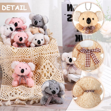12 Pieces 4 Inch Plush Mini Bear Bunny Puppy Koala Easter Stuffed Animals Jointed Doll Toys Furry Dolls For Birthday Wedding Graduation Party Favors Diy Keychain (Koala, Pink, Apricot, Gray, White)
