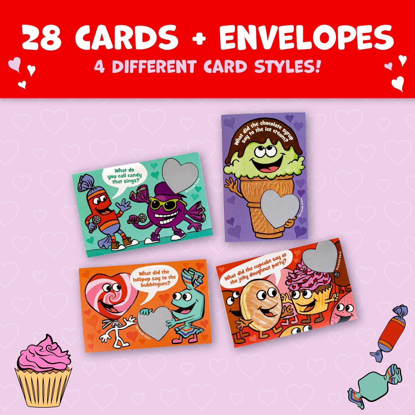 Peaceable Kingdom Valentines Cards for Kids, Set of 28 Scratch-off Jokes, Multicolor