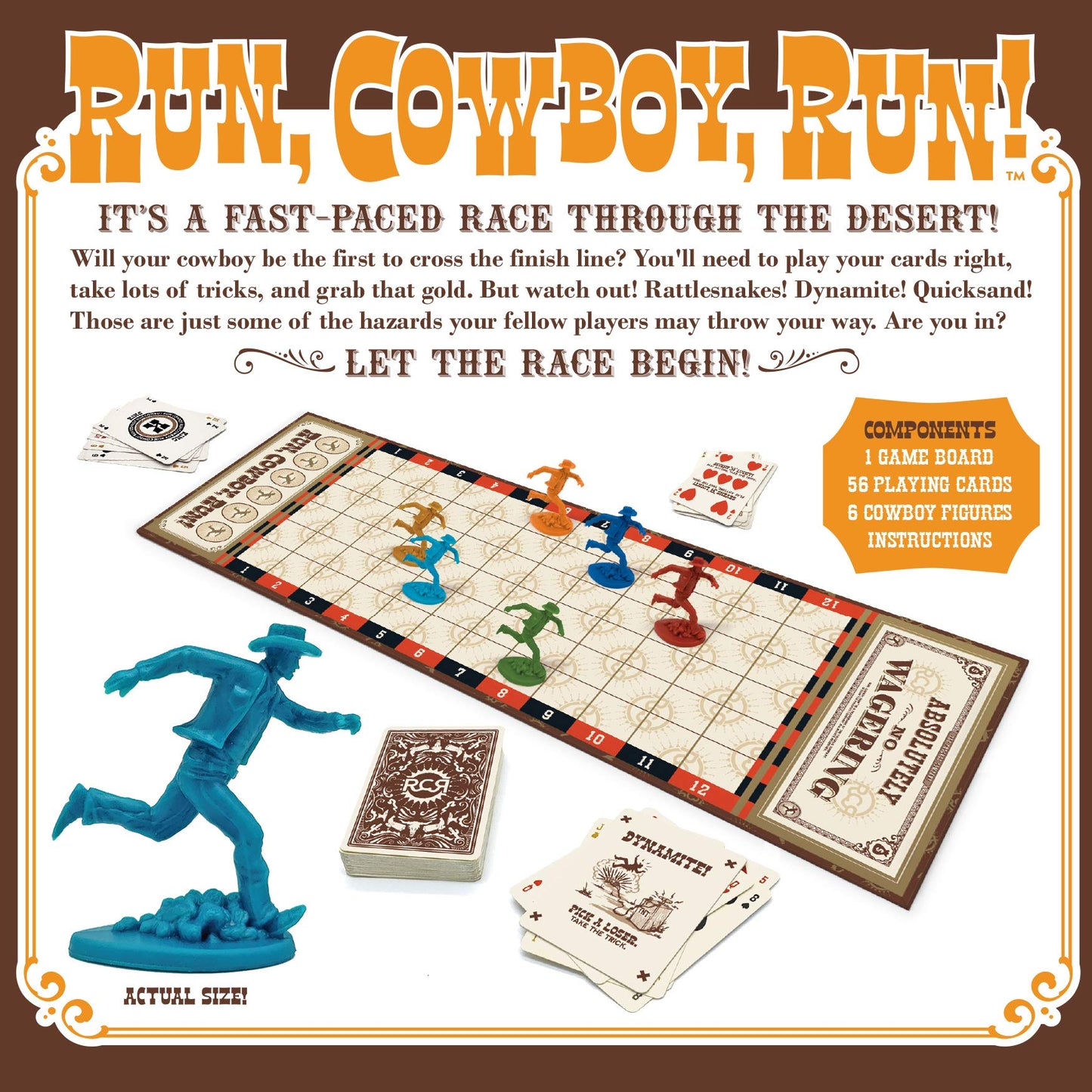 Run, Cowboy, Run! The Fast-Paced Card Game Of Running Cowboys, Perilous Hazards ... And Gold! Ages 10 Plus, Family Friendly, 2-6 Players