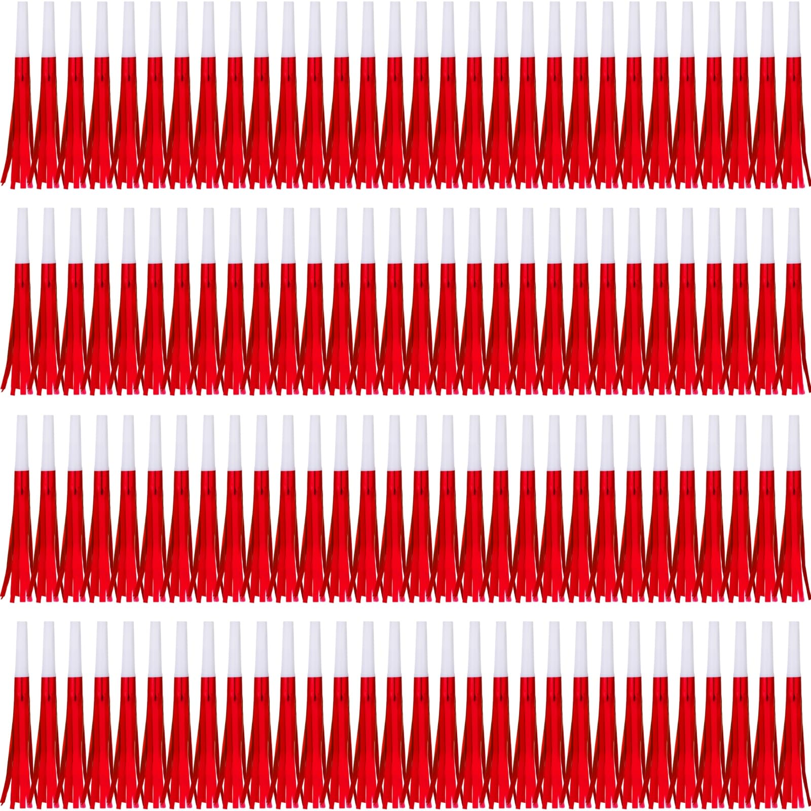 Lcpqmzgh 120 Pcs Gold Noise Makers, Metallic Fringed Noise Makers For New Year Party Favor Supplies (Red)