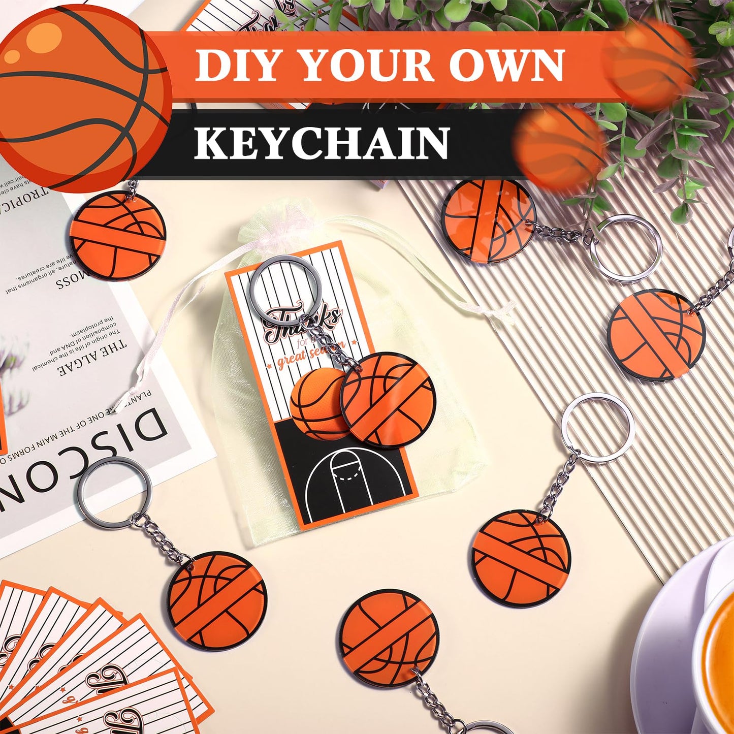 Huquary 30 Sets Sport Team Party Favors Acrylic DIY Name Keychains Soccer Softball Baseball Keychain Gift for Birthday Party Rew