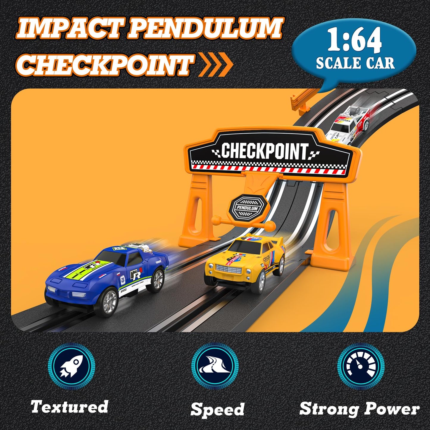 Slot Car Race Track Sets With 1:64 High-Speed Slot Cars, Battery Or Electric Car Track, Dual Racing Game Lap Counter Circular Slope Track, Gifts Toys For Boys Kids Age 6 7 8-12