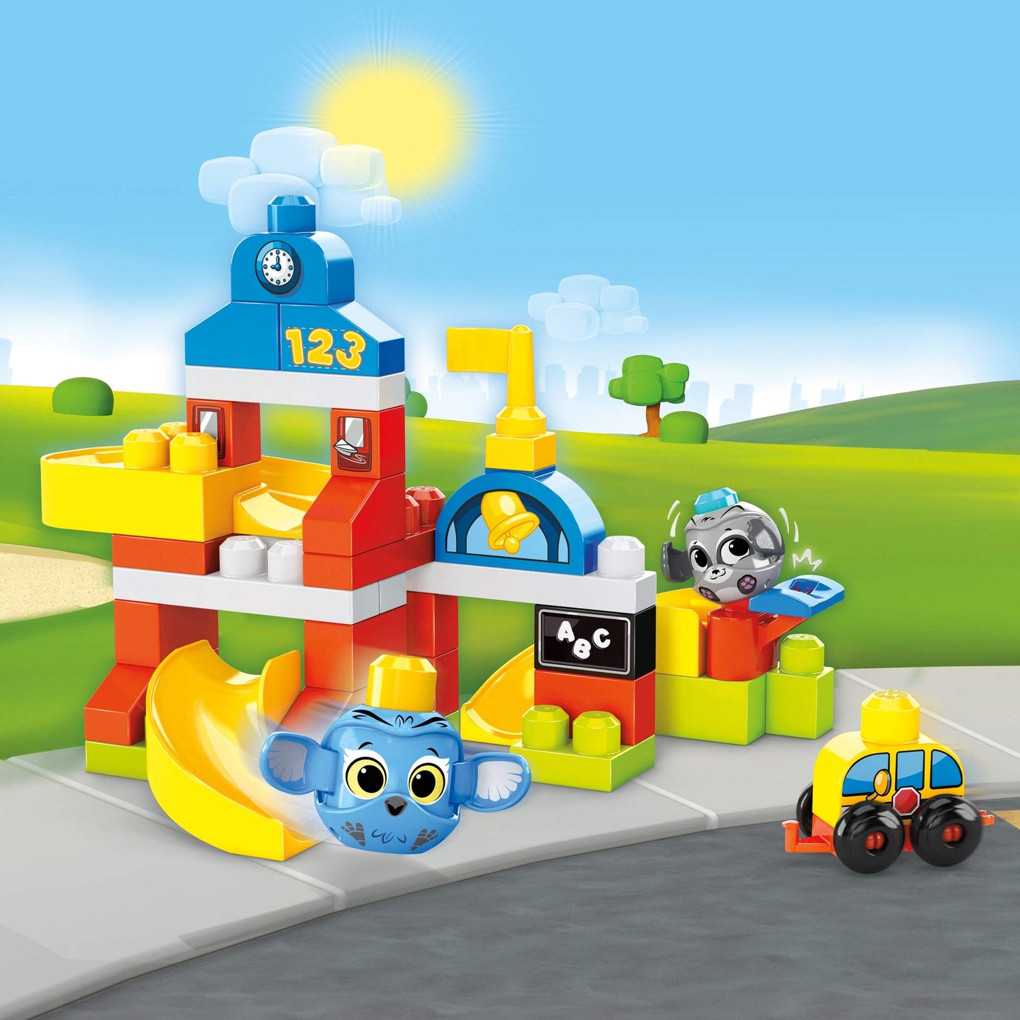 Mega Bloks Schoolhouse Building Set, 42 Pieces, Colorful Plastic Blocks for Toddlers, Model GRJ19