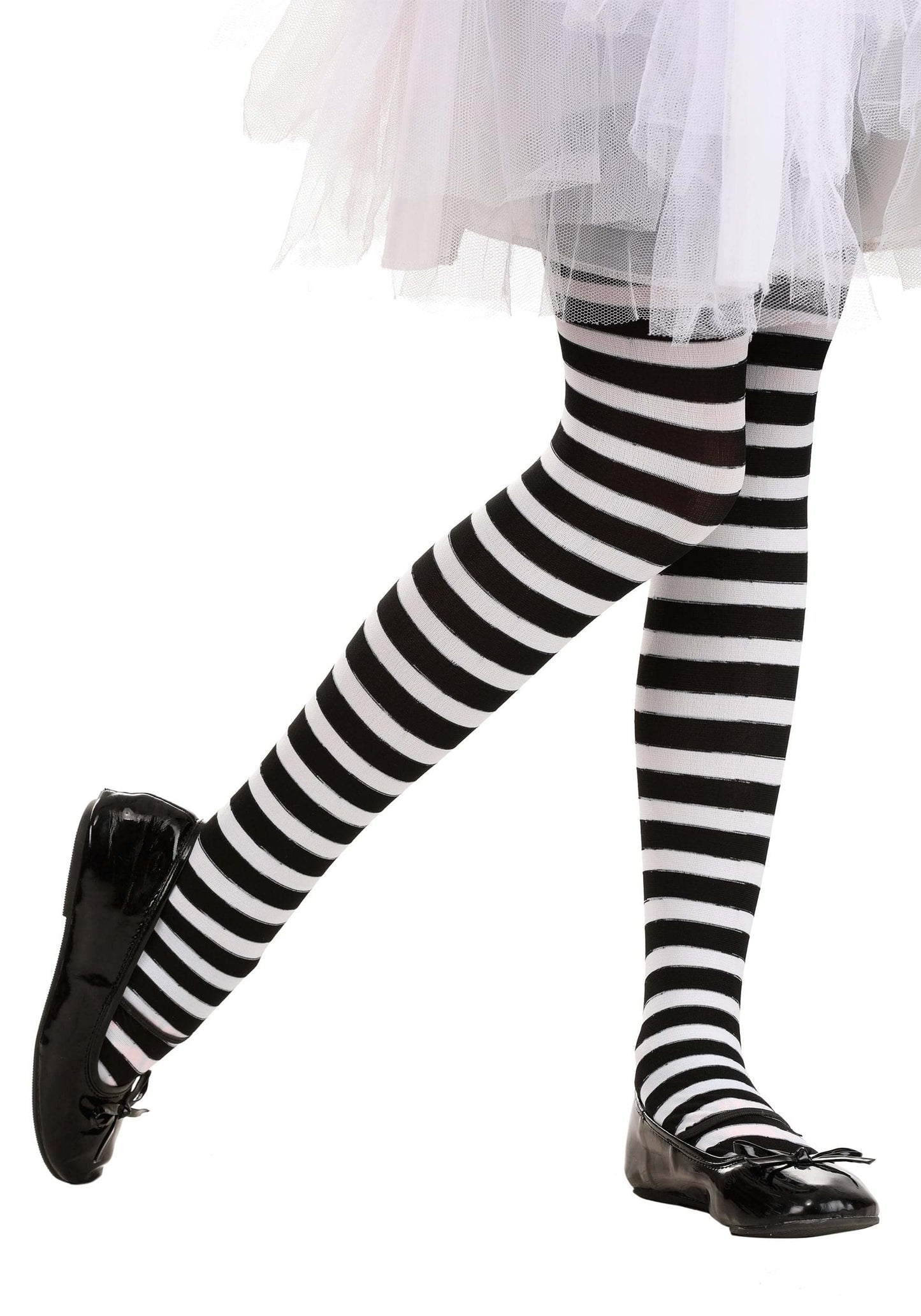 Fun Costumes Kids Black/White Striped Tights Standard