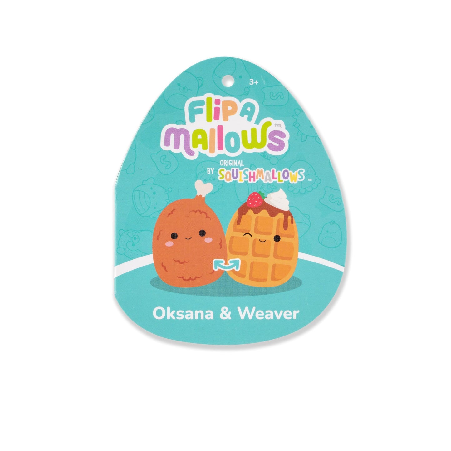 Squishmallows Original FlipAMallows 8in Flippable Plush - Chicken & Waffles - Official Jazwares Product, Model SQFP00266