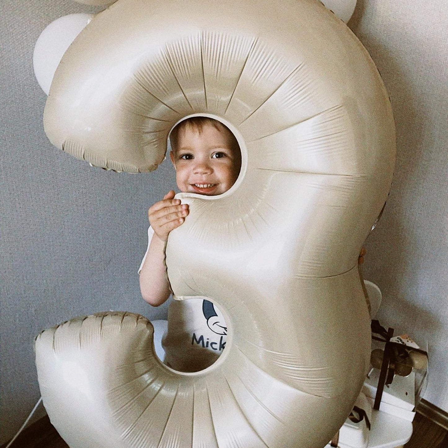 40 Inch Cream Number 3 Balloon, Beige Large 3Rd Birthday Balloons, Digital 3 Cream White Giant 3 Foil Balloon Helium For Boys Gi