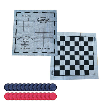 Bolaball 3-In-1 Giant Checkers, Tic Tac Toe Jumbo Game, 26''X26'', Reversible Carpet, Indoor Outdoor Yard Board Game For Family 