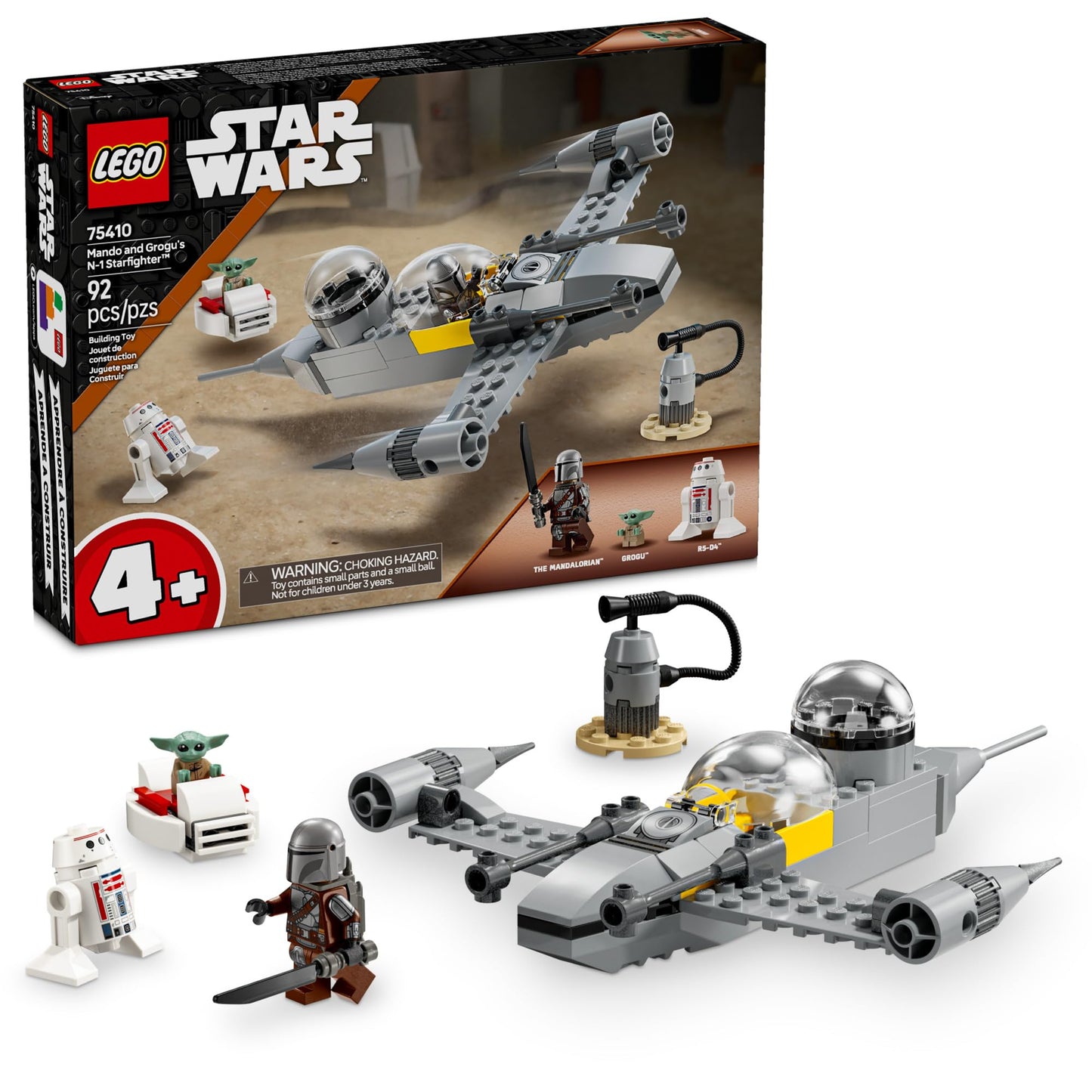 LEGO Star Wars: The Mandalorian Mando and Grogus N-1 Starfighter Toddler Building Toy - Star Wars Baby Yoda Toy for Kids  Boys & Girls  Ages 4+ - Educational Preschool Toy Gift for Birthdays - 75410-New