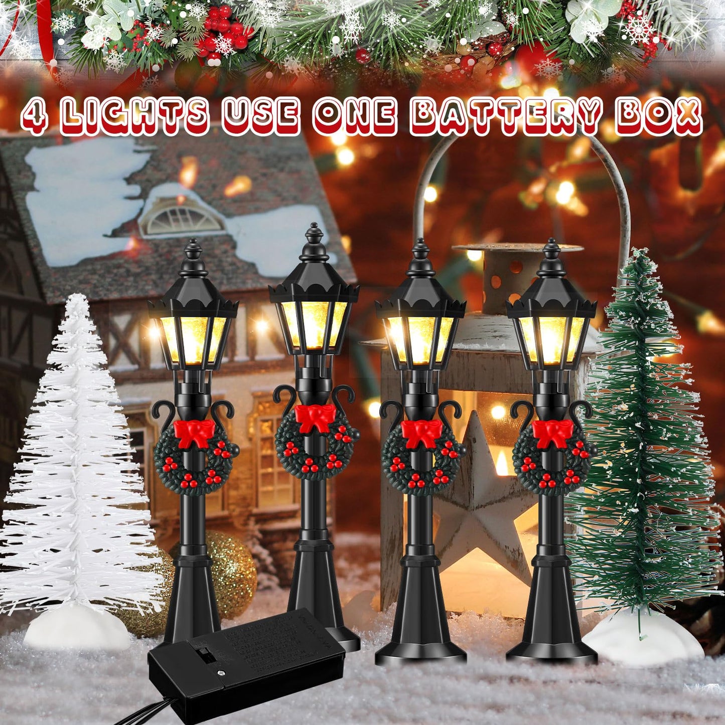 Shappy 24 Pieces Christmas Lamp Post Village Accessories Mini Street Lamp Dollhouse Streetlight Models For Mini Christmas Village Street Lights Models Christmas Miniature Mini Street Lamp For Diy