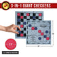 Bolaball 3-In-1 Giant Checkers, Tic Tac Toe Jumbo Game, 26''X26'', Reversible Carpet, Indoor Outdoor Yard Board Game For Family