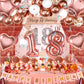 Hjingy 18Th Birthday Decorations For Girls, Rose Gold Party Decorations Include Balloons, Backdrop, Curtains, Banner, Sash, Crow