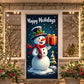 Large Christmas Snowman Door Cover Happy Holidays Door Banner Outdoor Decoration Winter Backdrop for Xmas Home Party Decor Banne