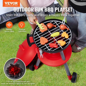 Vevor 28 Pcs Bbq Grill Playset, Kids Toys Kitchen Playset With Sound & Light, Little Chef Play, Interactive Grill Play Food Cook