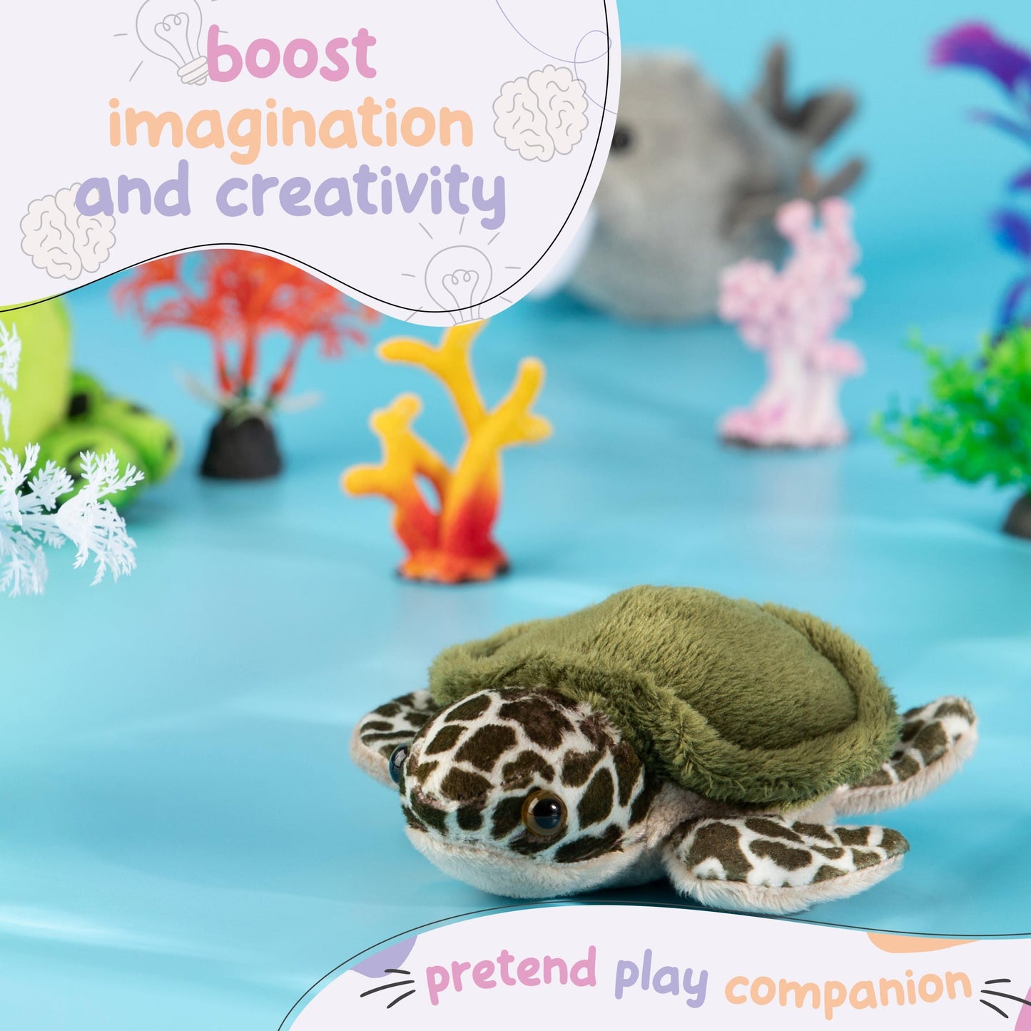 Forest & Twelfth Stuffed Sea Turtle, Single Mini Stuffed Animal Plush Toy For Kids, Ocean Party Favors And Goody Bags, Classroom Treasure Box Prizes, Stocking Stuffers (Sea Turtle)