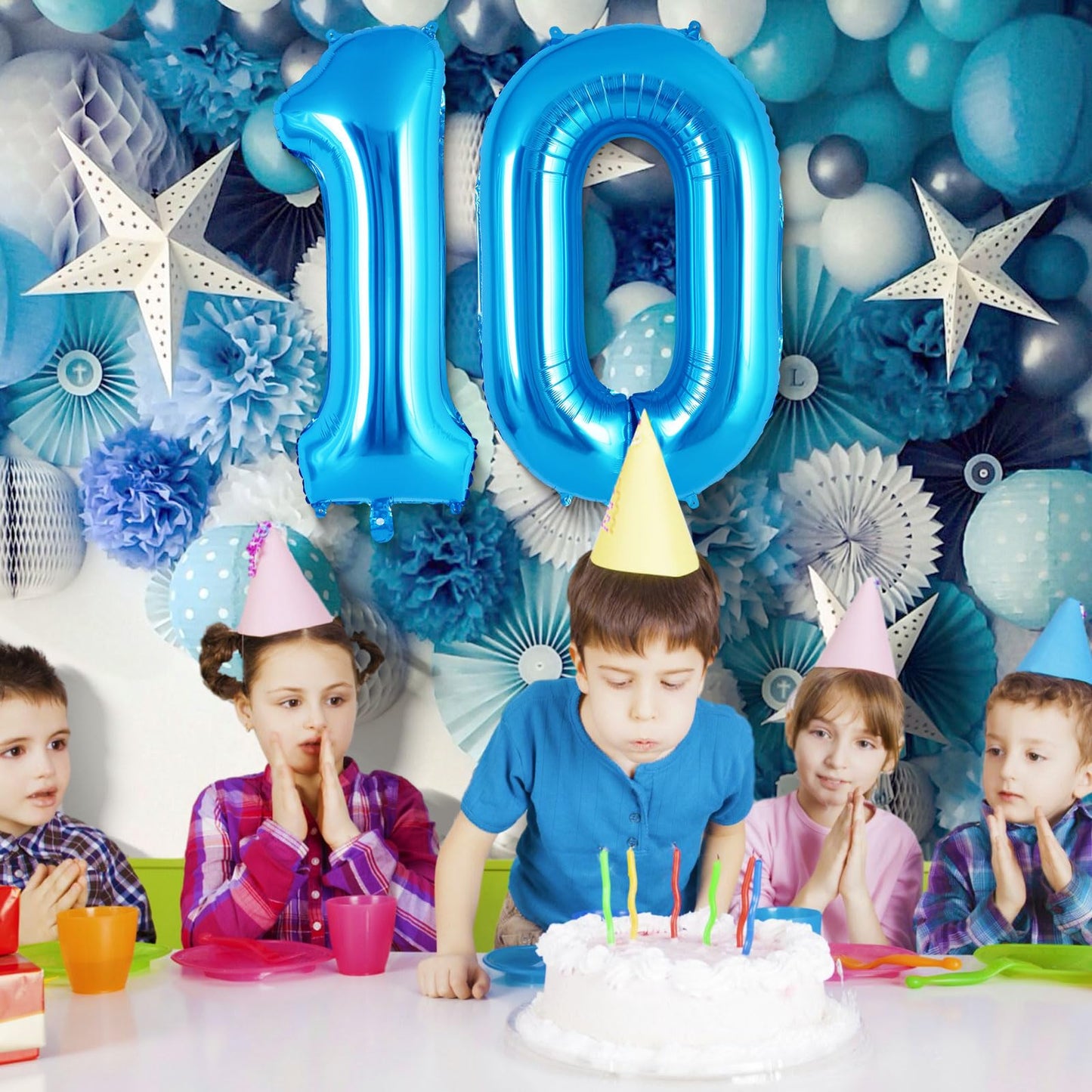 Blue Number 0 Balloon 40 Inch, Big Large Foil Helium Number Balloons, Jumbo Giant Mylar Number 0 Balloons For Birthday Party Dec