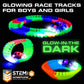 USA Toyz Glow Trax Race Track Set - 380pc Glow in The Dark, Large, Plastic, CF1302, Includes 2 LED Cars, 2 Bridges, STEM Toys for Kids