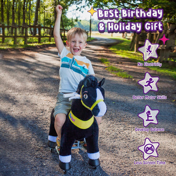 Ponycycle Pony Cycle 4-8 Ride On Pony Toy Spring Rocking Horse Riding Toy Essential Model E (35.4' Height/Size 4) Horse Rider Ride On Toys Bouncy Animals Toddlers Spirit Riding Horse Black E438