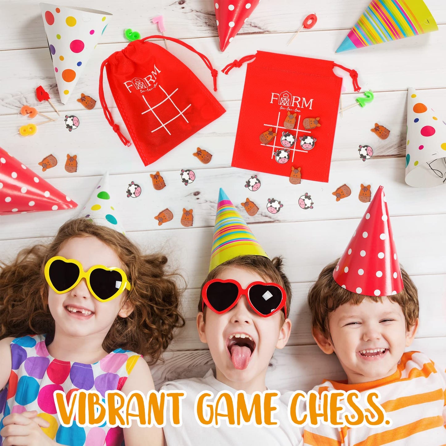 Sotiff 36 Pack Valentines Day Gifts for Kids Tic Tac Toe Strategic Board Game for Kids and Family Farm Animal Favors Bulk Goodi