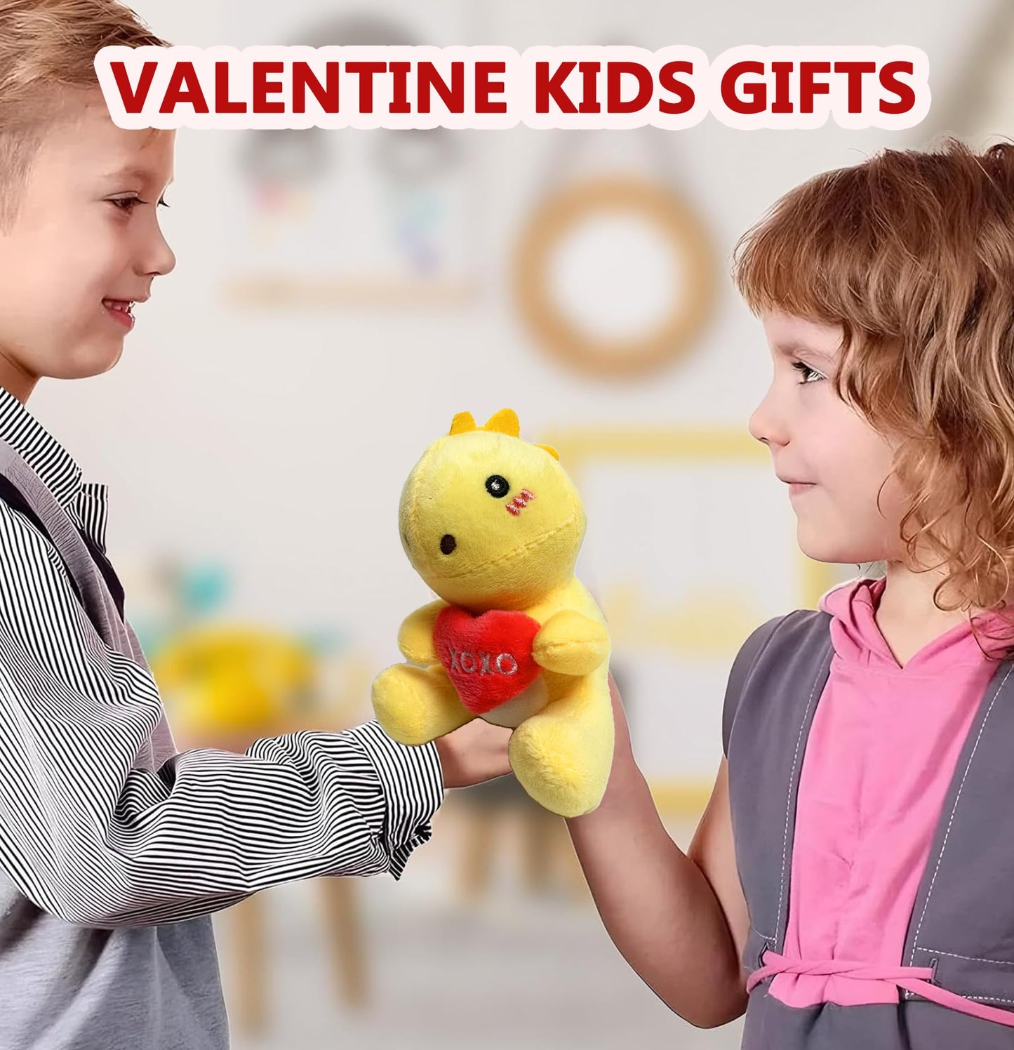 Rdogeia Valentines Day Gifts For Kids,6Pcs Cute Dinosaur Plush Toys,Dinosaur Stuffed Animals,Valentine Gift Exchange For Boys Gi
