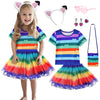Yodison Cat Dollhouse Rainbow Tutu Dress For Girls, Birthday Outfit Set Costumes With Headband And Bag Halloween Party (110Cm/3-