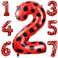 Lunmon 40 Inch Ladybug Large Number 2 Balloon 40 Inch Ladybug Balloon Birthday Decorations Supplies Black Red Polka Dots Ladybir