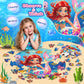 72 Pieces Shimmery Jumbo Mermaid Floor Puzzle For Girls 3-5 4-6 Age Floor Puzzles For Boys And Girls Large Round Floor Jigsaw Pu