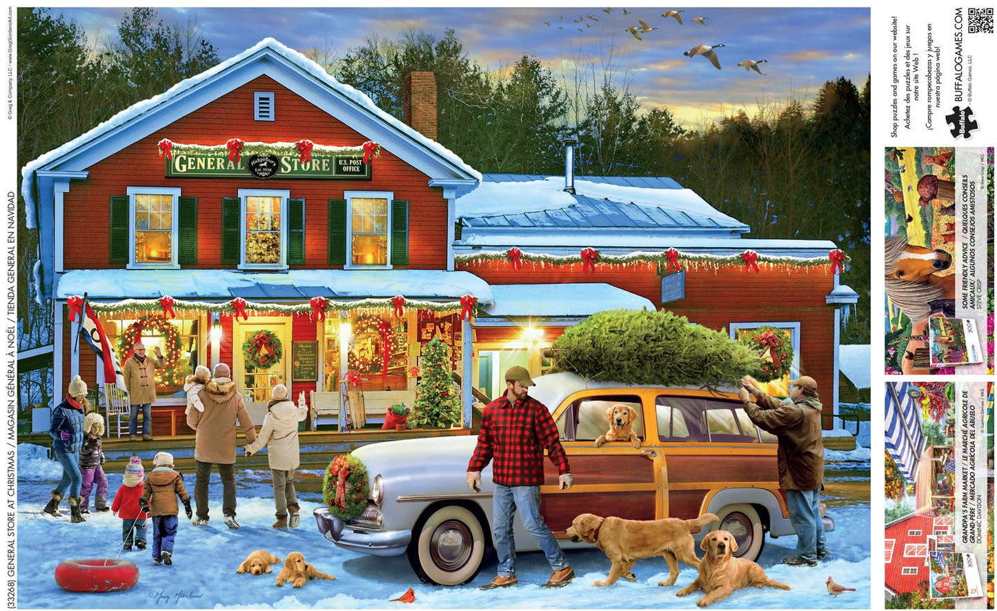 Buffalo Games 500 Piece Jigsaw Puzzle - General Store at Christmas - Multicolor - Challenging Puzzle for Adults - Model 33268
