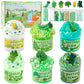 6 Packs Gradient Green Slime Kit - Cloud Slime, Butter Slime & Clear Slime, Crunchy Slime For Kids With Various Slime Add-Ins, Non Sticky Slime Party Favors For Girls And Boys, 360Ml Vegetable Slime