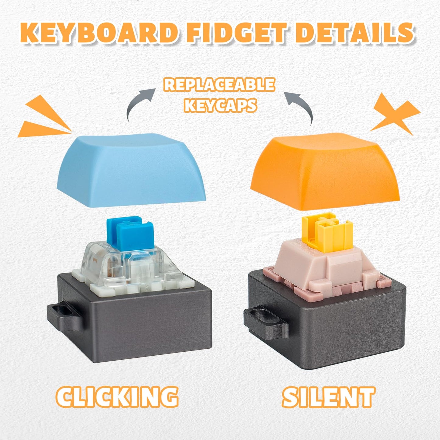 Byhoo 2 Pcs Aluminum Alloy Keyboard Fidget Toy Set, Mechanical Keyboard Fidget For Stress Relief, , Lightweight Fidget Keyboard