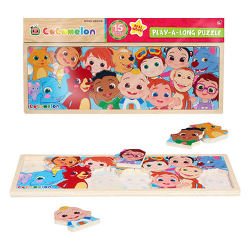 Cocomelon Play-A-Long Wooden Puzzle, 15-Pieces, Recycled Wood, Officially Licensed Kids Toys For Ages 18 Month, Gifts And Presents By Just Play