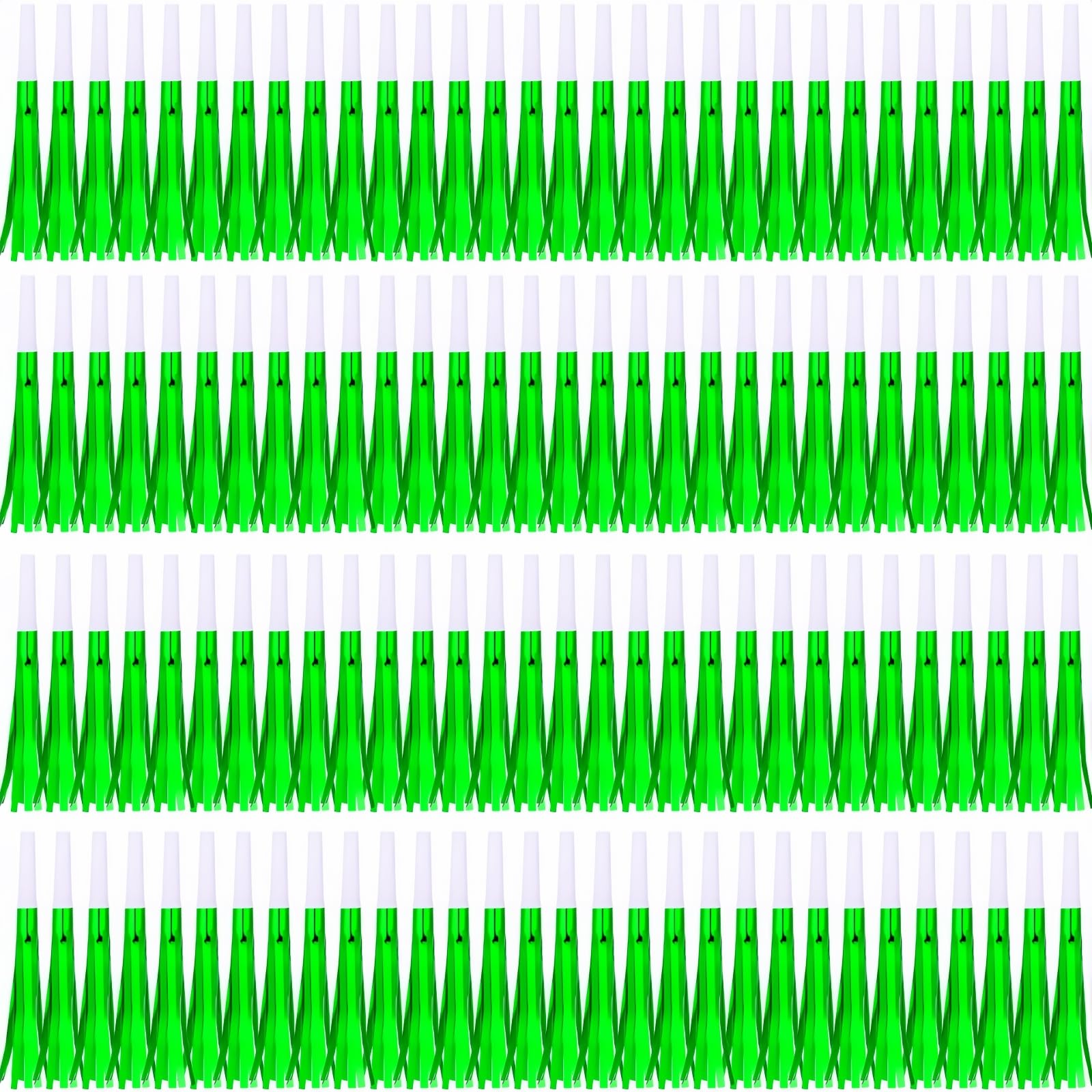 Lcpqmzgh 120 Pcs Gold Noise Makers, Metallic Fringed Noise Makers For New Year Party Favor Supplies (Green)