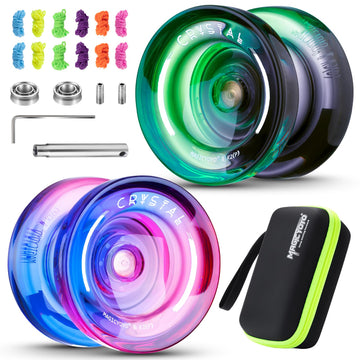 Magicyoyo K2 Professional Yoyo Set - 2 Pack Dual Mode (Responsive/Unresponsive) With 12 Strings, Bearing Tool & Case - Best For