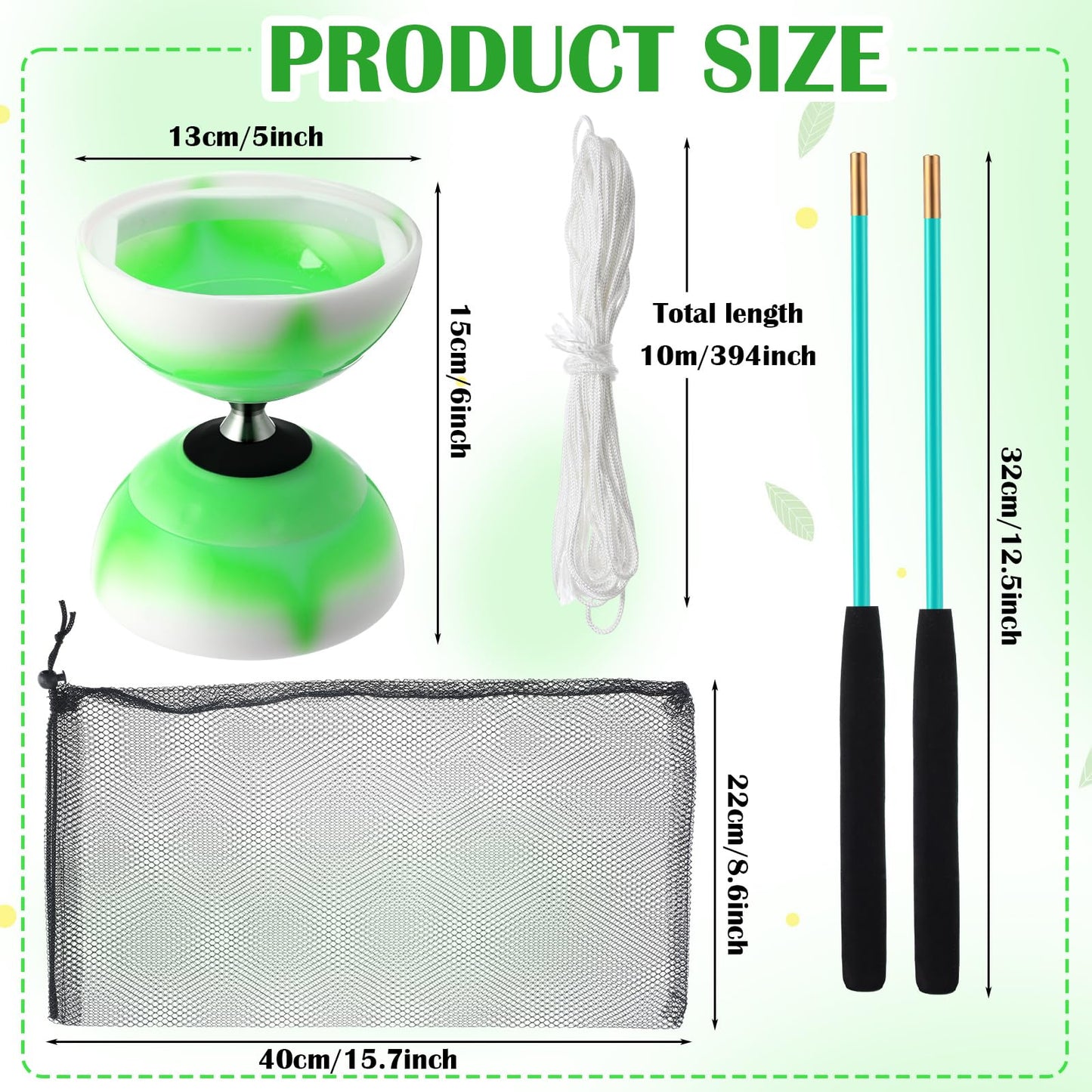 Simgoing Chinese Yoyo Diabolo Set Includes Colorful LED Diabolo Toy Light up with 2 Pieces Sticks, 1 Piece String, 1 Net Bag for