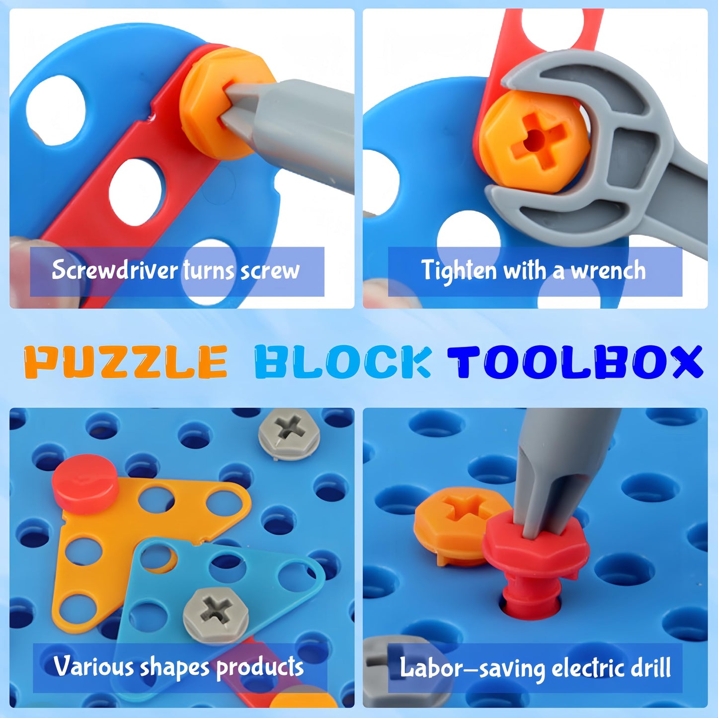 AquaArcc Drill Toy for Boys Age 4-8, 351pc Kids Montessori Construction Toy Electric Drill Toy with Fix Tool Box, Boys Toy Space