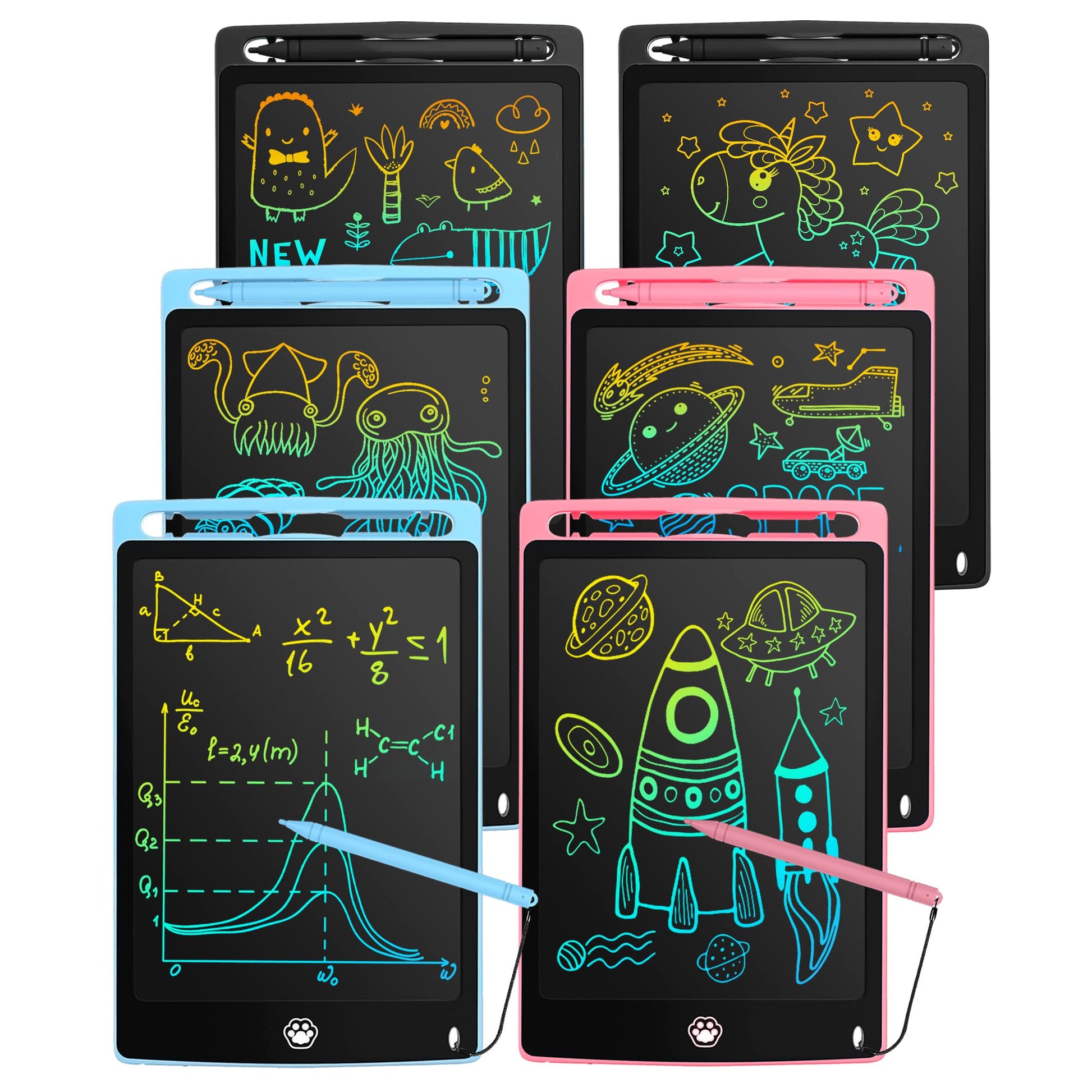 6 Pack LCD Writing Tablet, 8.5 Inch Writing Tablet for Kids, Colorful Screen Doodle Board Drawing Tablet, Digital Drawing Pad, L