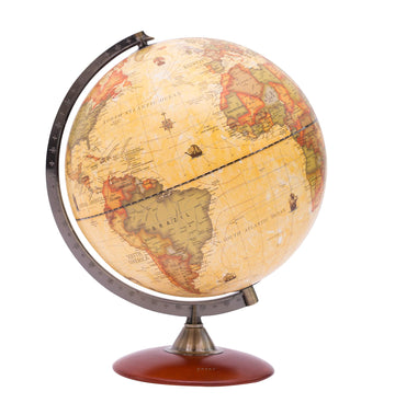 Exerz 12' Antique Globe With A Wood Base - Rotating World Globe Vintage Decorative 12 Inch (30Cm) Diametre