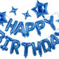 Hiparty 23Pcs Birthday Balloons Banner, 3D Blue Premium Mylar Foil Ecofriendly Letter Happy Birthday Banner With 5Pcs Star Ballo