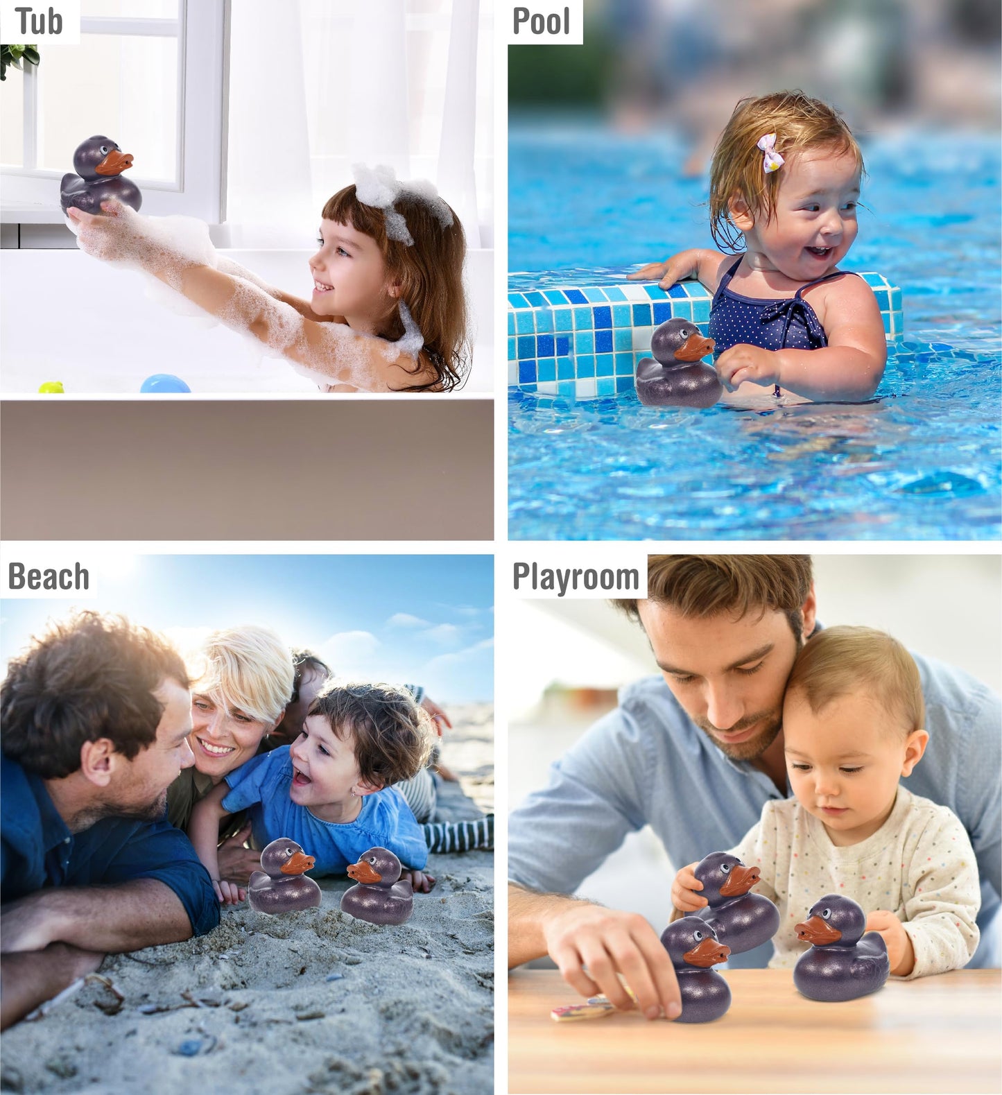 DolliBu Metallic Purple Duck Bath Buddy Squirter - Floating Purple Duck Rubber Bath Toy  Fun Water Squirting Bath Time Play for Toddlers  Animal Toy for Bathtub  Beach  and Pool for Girls and Boys