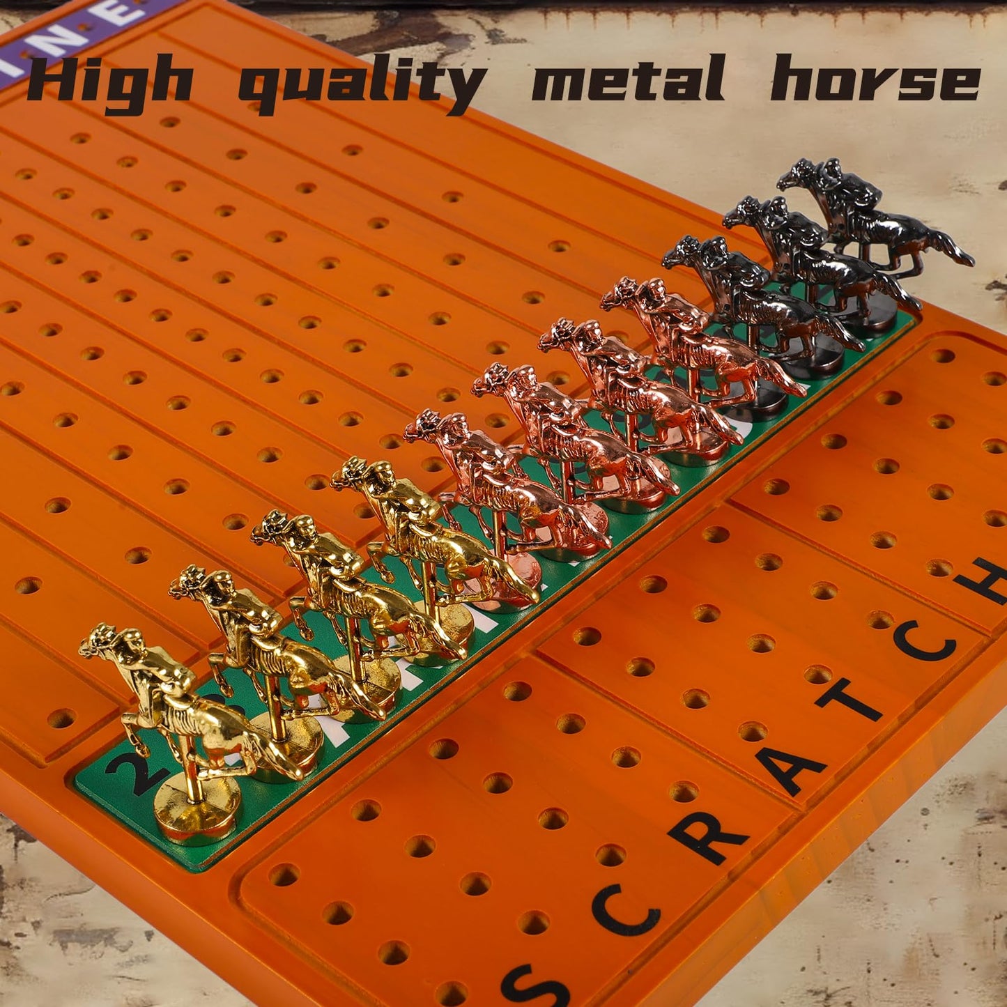Horow Horse Racing Board Game Solid Wood Horse Race Card And Dice Board Game Luxury Edition Set With 11 Metal Horses 2 Dices And