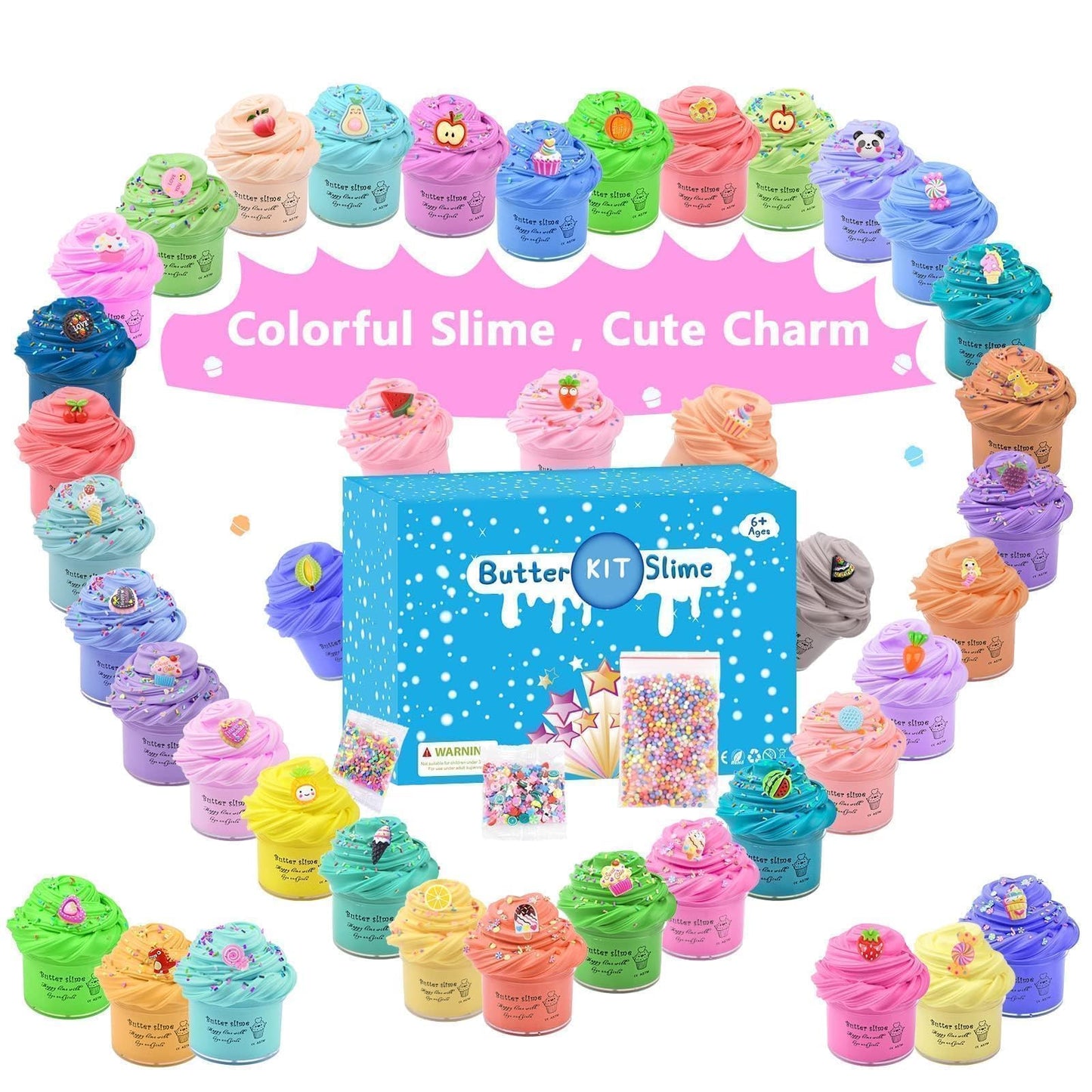 ZHNEHAOKAN Mini Butter Slime Kit, 45 Pack Scented Slime, Non-Sticky DIY Putty Toys for Kids, Christmas Party Favor