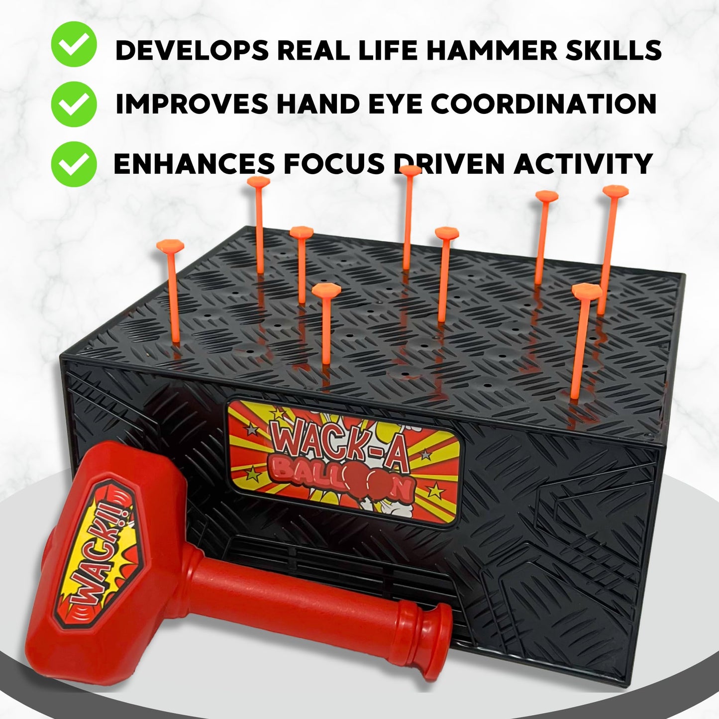 DiFFY Wack A Balloon Pop Game - Interactive Tabletop Activity, 5"x8"x10", Plastic, Birthday Gift for Ages 4+