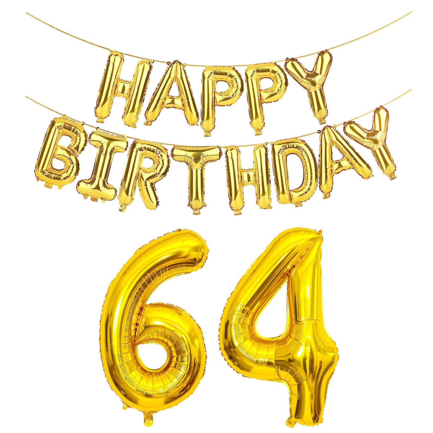 Shuntai 64 Number Balloons Gold Letters Banner Happy 46Th Or 64Th Birthday Balloon Decorations For Men Women 40 Inch Big Giant F