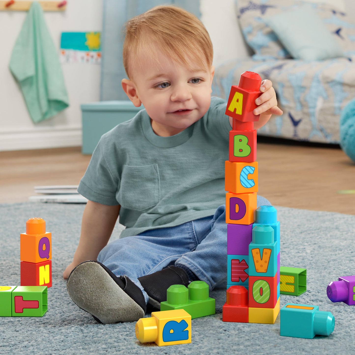 Mega Bloks MEGA ABC Building Bag - Large Multicoloured Plastic Toy, Model HRR60