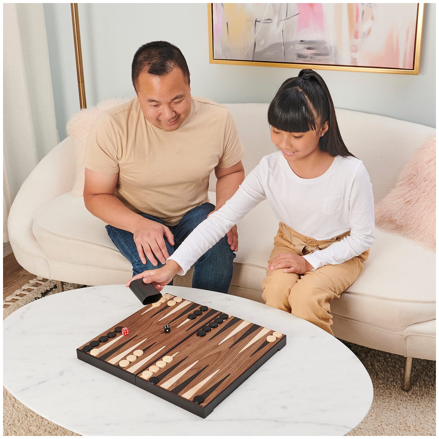 Spin Master Games Legacy Deluxe Wooden Backgammon Set - Classic 2-Player Board Game with Cups & Dice for Ages 8 and Up