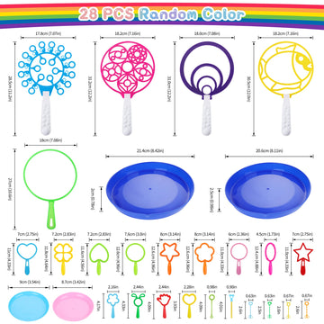 Oun Nana Bubble Wands Set, 28 Pcs Large Bubble Wands With Tray For Kids, Giant Bubble Wands Bubble Makers Bulk For Kids Summer Outdoor Bubble Party Favors