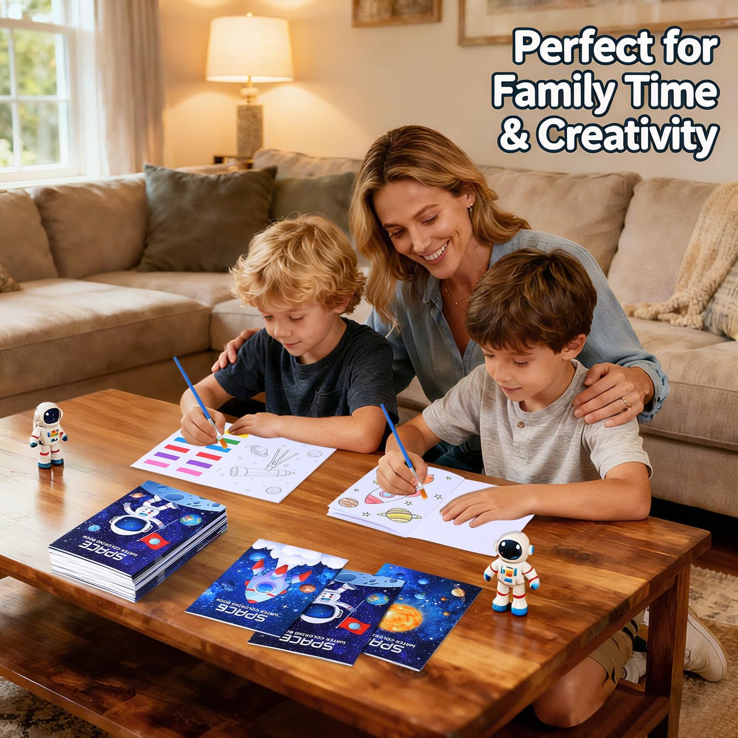 Kosiz 24 Watercolor Coloring Books with Brushes Space Party Favors Bulk Mini Painting Kits for Kids, Christmas Stocking Stuffers