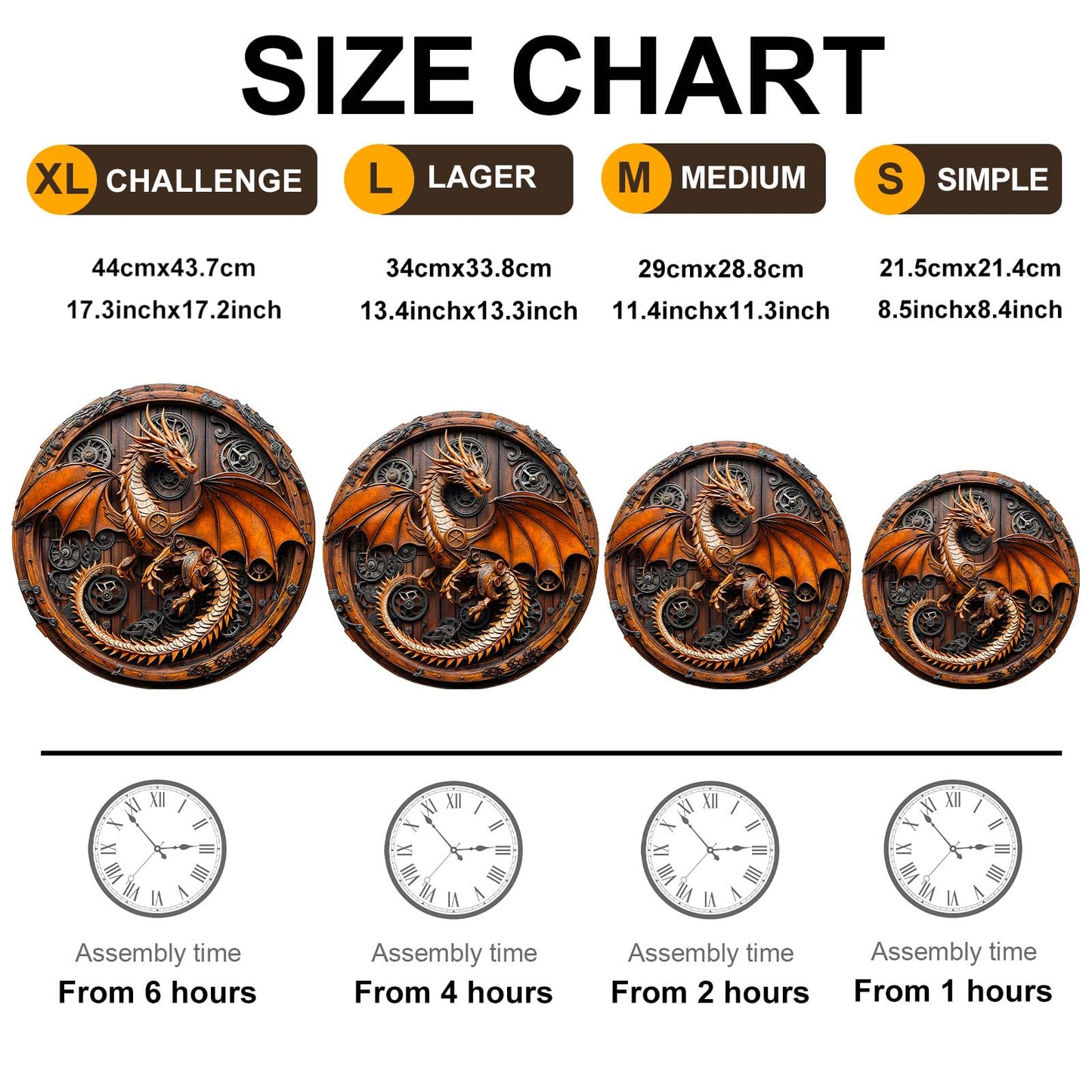 KAAYEE Wooden Puzzles for mature-themeds  3D Vision Mechanical Dragon Wooden Jigsaw Puzzles Unique Shape Advanced Wood Puzzle mature-themed  Birthday Fathers Family Game (S-8.5 * 8.4in-100pcs)