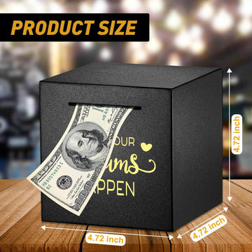 Piggy Bank Made Of Stainless Steel, Piggy Banks For Adults Coin Bank,Can Only Save The Piggy Bank That Cannot Be Taken Out (Make.Your.Dreams.Happen(4.72 Inch-Black))