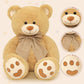 Morismos 4 Feet Giant Teddy Bear Stuffed Animal, 47' Large Tan Teddy Bear Plush With Footprints And Big Bow, Valentines Christmas For Girlfriend, Wife, Girls, Baby Shower Decor
